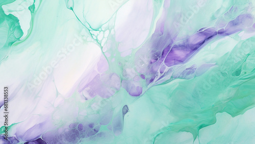 Lilac Purple and Mint Green Watercolor Splashes Abstract