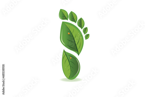 Ecologic  footprint green leafs logo vector. Perfect for eco-friendly brands, environmental campaigns, or any initiative advocating sustainability. Podiatrist  business concept.