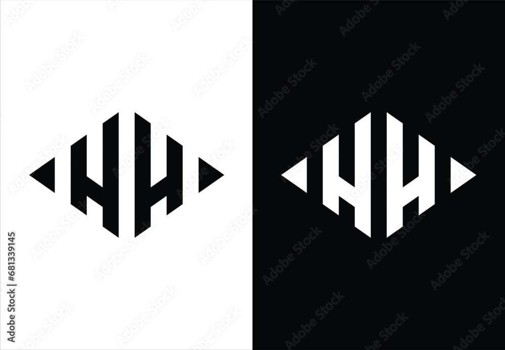 VECTOR MONOGRAM LOGO DESIGN THAT SHAPES THE LETTERS "H" AND "H". BLACK ...