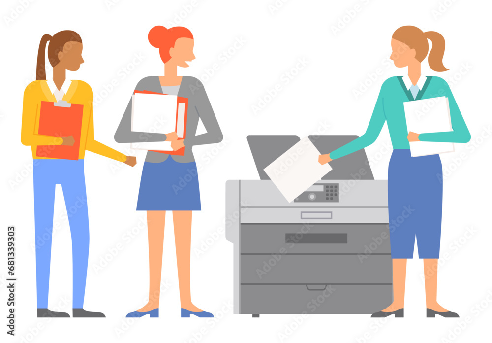 Obraz premium Office people worker. Vector illustration. An employees role as office worker is vital to success business Businessmen and businesswomen in company contribute to its growth and success The office