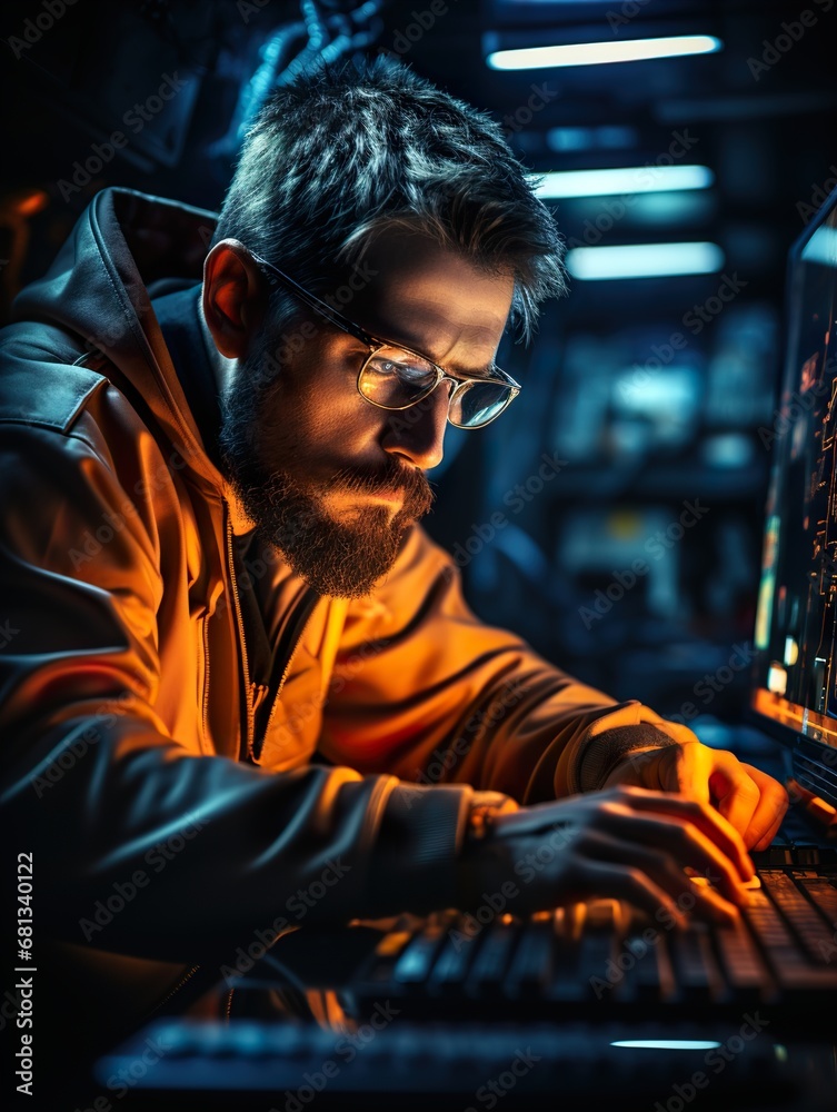 A man working in the computer UHD wallpaper