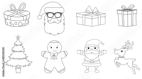 Vector illustration Christmas hand-drawn pattern with different colouring elements