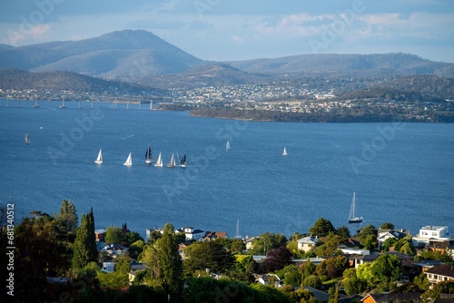 yacht race on the river derwent in hobart. yachts racing on the ocean. boat race photo