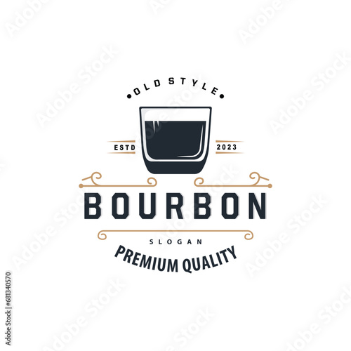 Whiskey Logo, Drink Label Design With Old Retro Vintage Ornament Illustration Premium Template