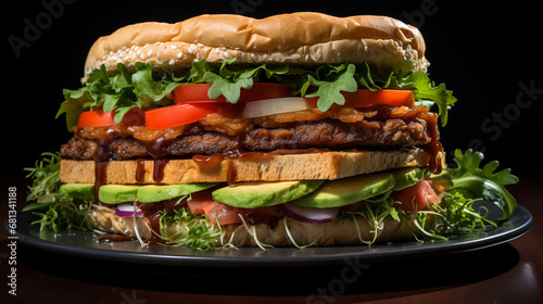 grilled chicken sandwich HD 8K wallpaper Stock Photographic Image 