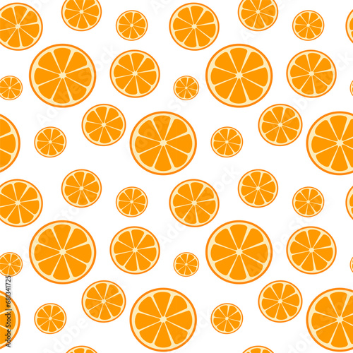Fresh and juicy orange. Seamless pattern on white background.