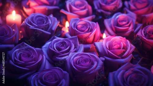 Purple roses on dark background