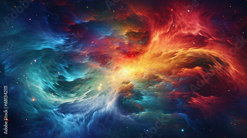 Background Design of Colorful  Swirling Galaxy Patterns Against a Deep Space Backdrop