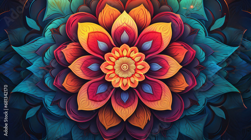 Background Design of Intricate Mandala Patterns in Vibrant Colors
