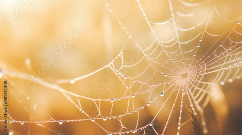 Background Design of Shimmering Water Droplets on a Spiderweb