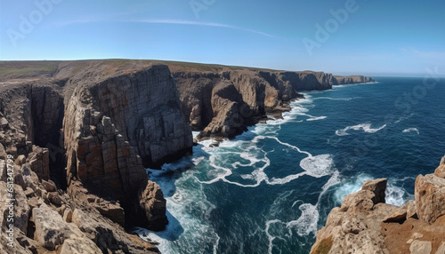 Majestic coastline beauty in nature Twelve Apostles sea rocks generated by AI