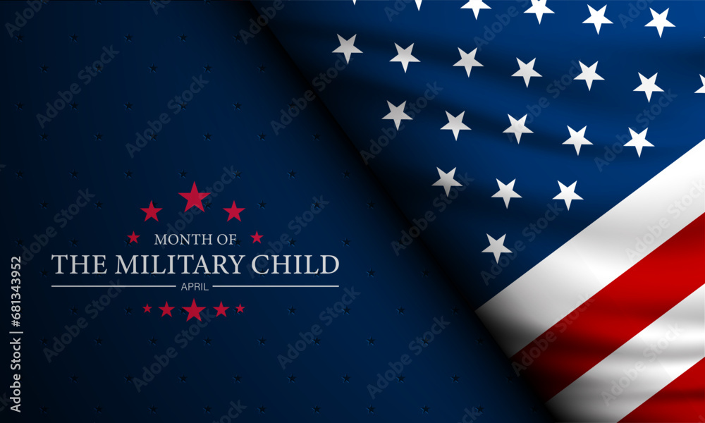 Month Of the Military Child Is April Background Vector Illustration - obrazy, fototapety, plakaty 
