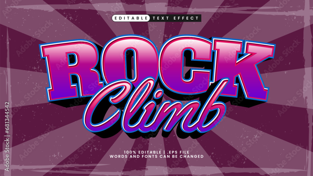 retro text effect rock climb