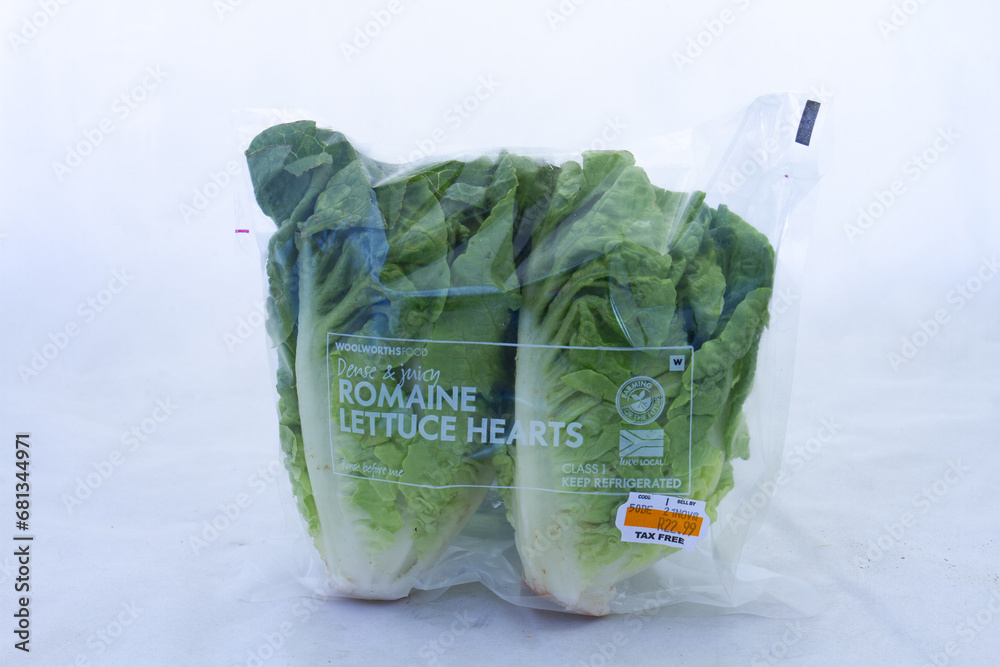 Johannesburg, South Africa a packet of Romaine lettuce hearts from