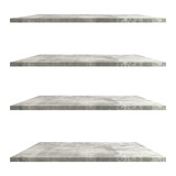 4 set cement shelves table isolated on transparent background. Png realistic design element.