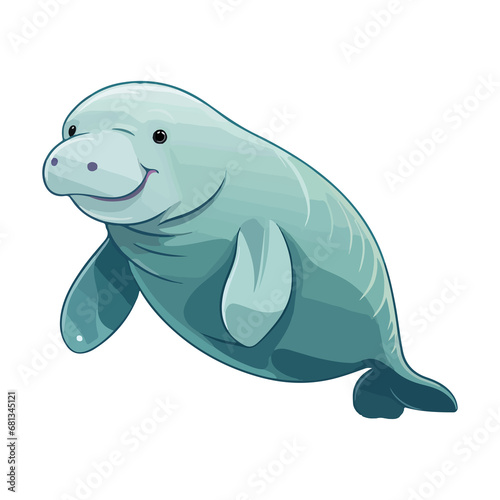 underwater manatee illustration marine wildlife