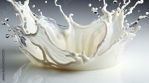 Close view of splashing splash of flying white milk