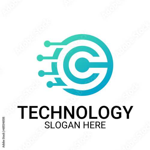 Technology logo template vector art
