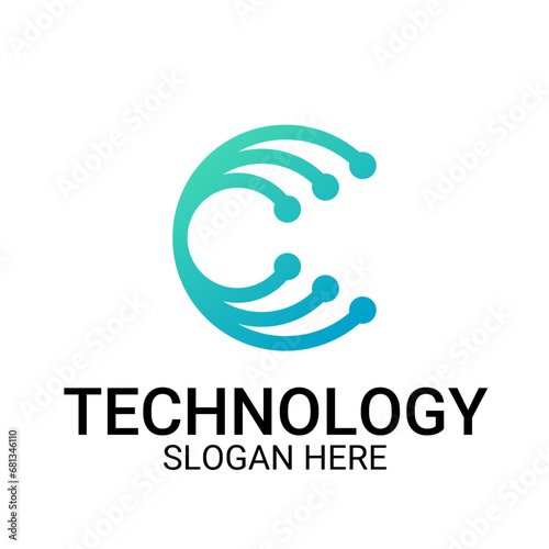 Technology logo template vector art
