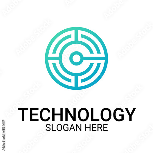 Technology logo template vector art