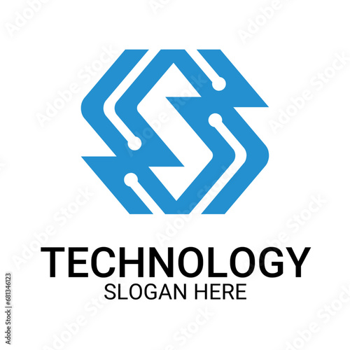 Technology logo template vector art