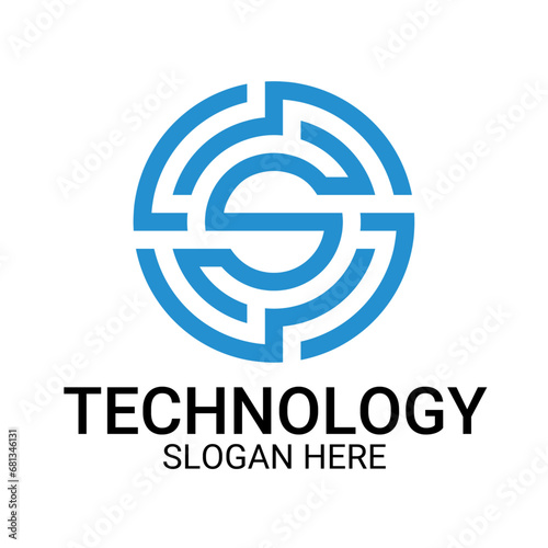 Technology logo template vector art