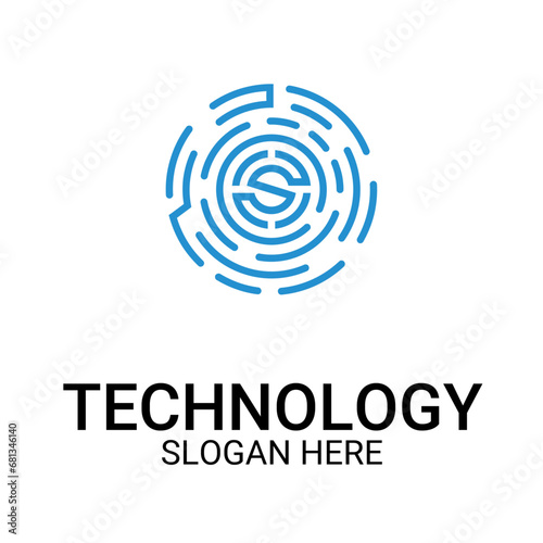 Technology logo template vector art