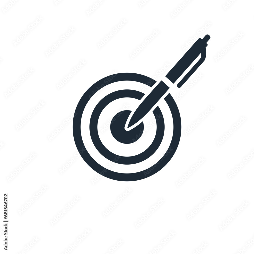 Words, text in purpose. Target content.Vector linear illustration icon isolated on white background. Words, text in purpose. Target content.Vector linear illustration icon isolated on white background.