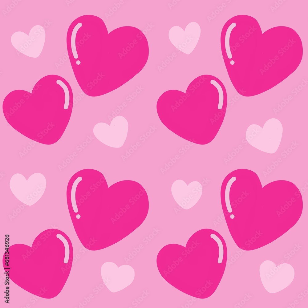 cute hand drawn pink heart seamless  pattern