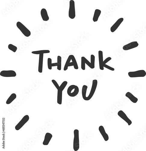 黒い「THANK YOU」の手書き文字素材