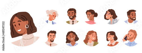 People avatar vector illustration. Society is complex web individuals who shape and influence one another Icons are symbolic representations influential figures in various fields Personality traits