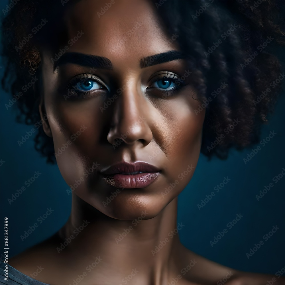 dark skinned dark haired depressed sad Beautiful mixed race woman