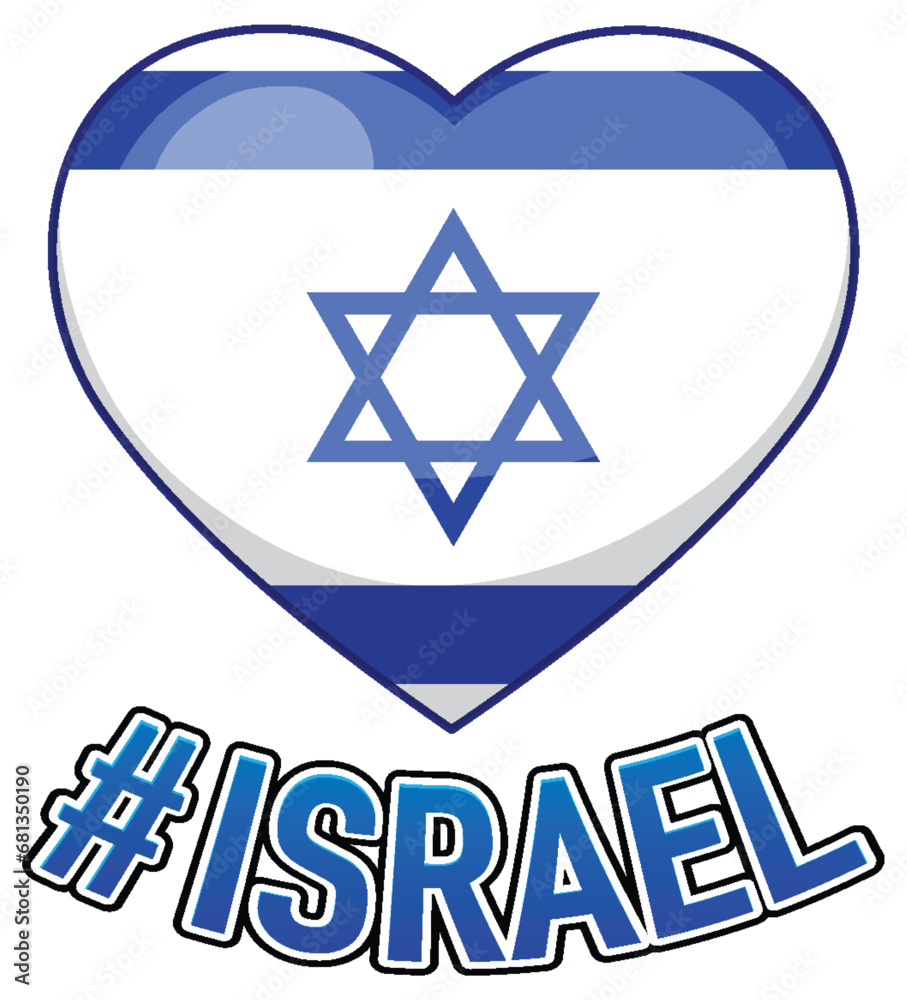 Isolated Israel Flag with Heart Shape Isolated Israel Flag with Heart Shape