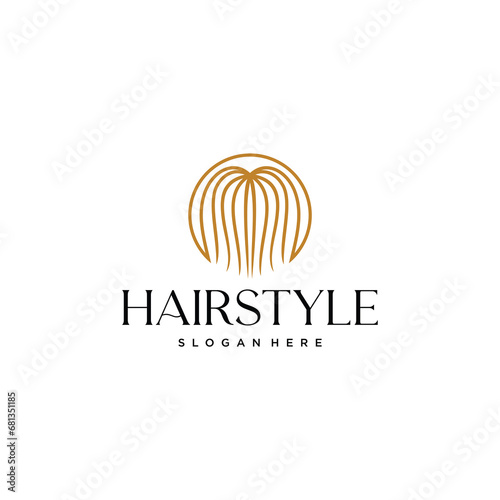 salon logo with a graphic hair concept and an abstract design for brand identity