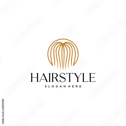 salon logo with a graphic hair concept and an abstract design for brand identity