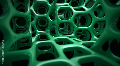 A sleek grid of matte plastic green square holes with a clean, futuristic aesthetic.