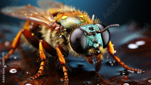 Close-up of a Flying Insect in Macro Photography