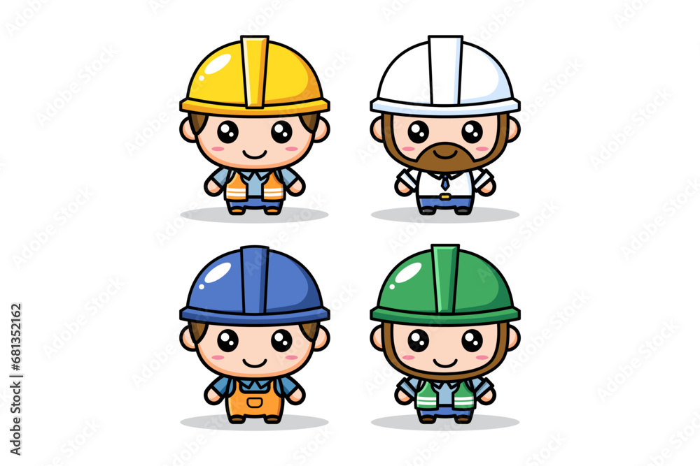 male industrial engineer worker cute characters illustration for mascot business and element male industrial engineer worker cute characters illustration for mascot business and element