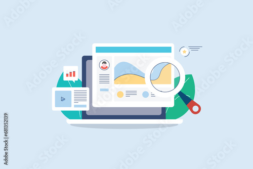 Buyer persona customer segmentation data on dashboard, vector illustration.