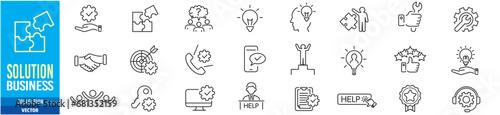Solution, Issue, Business, 
Resolve, Answer, Success, Problem, icons collection vector illustration.