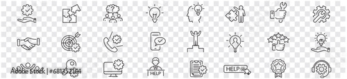 Solution, Issue, Business, Resolve, Answer, Success, Problem, icons collection vector illustration.