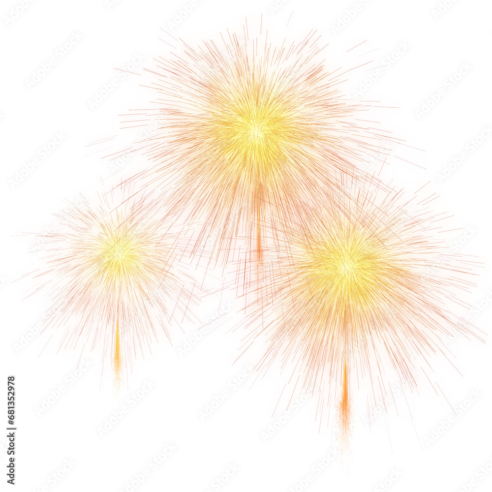 Sparkling fireworks bursting in various shapes to celebrate and anniversary party concept. - obrazy, fototapety, plakaty 