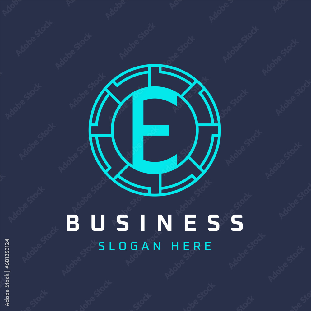 Letter E Tech Logo Design. Initial Round E Logo Universal Elegant Icon Letter E Tech Logo Design. Initial Round E Logo Universal Elegant Icon