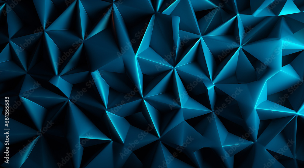 Deep blue geometric shapes forming a tranquil and uniform 3D pattern.