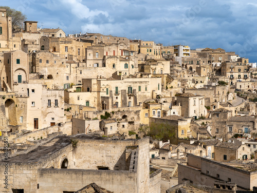 Matera, Italy. Amazing view of the Sassi of Matera. Landscape of the historical part of the town. An Unesco World Heritage Site. Touristic destination