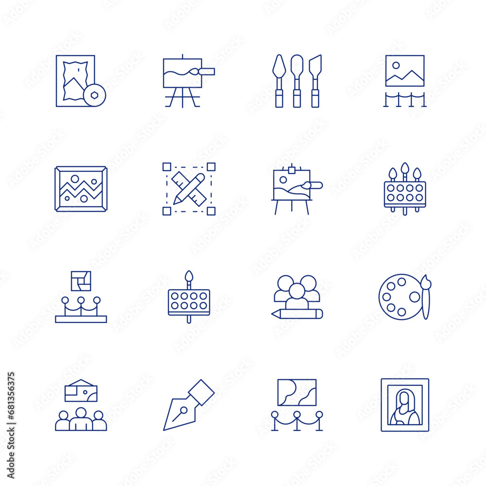 Art line icon set on transparent background with editable stroke ...