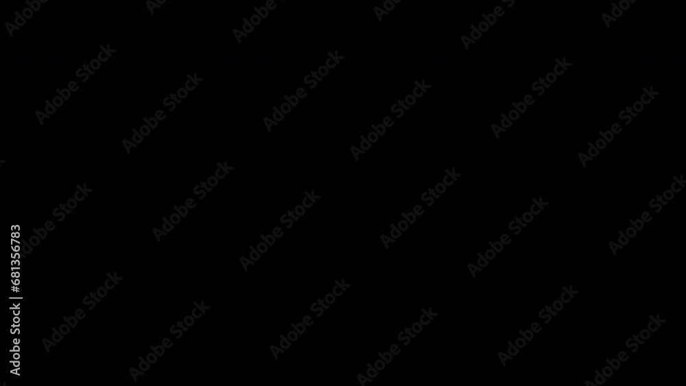 A strobe effect of a bright flashing white light filtered by stripes, projected over a black background, with random timing. Useful overlay for a quick horror fx.