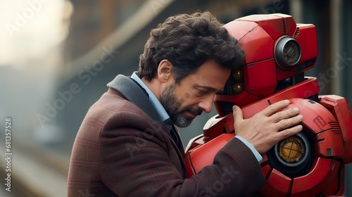 Robot offering emotional support UHD wallpaper