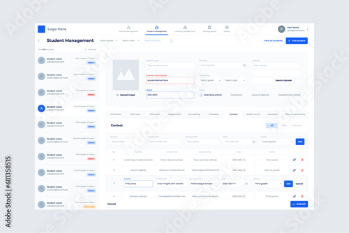 Student school teacher education manage program UI design