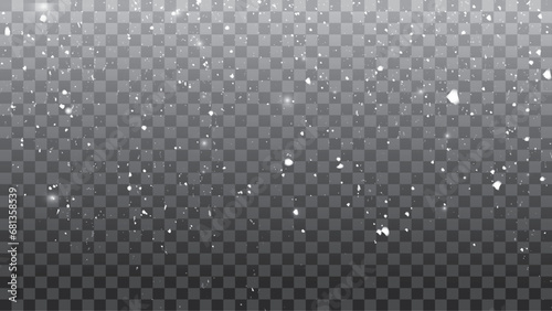 realistic falling snow or snowflakes. Isolated on transparent background 